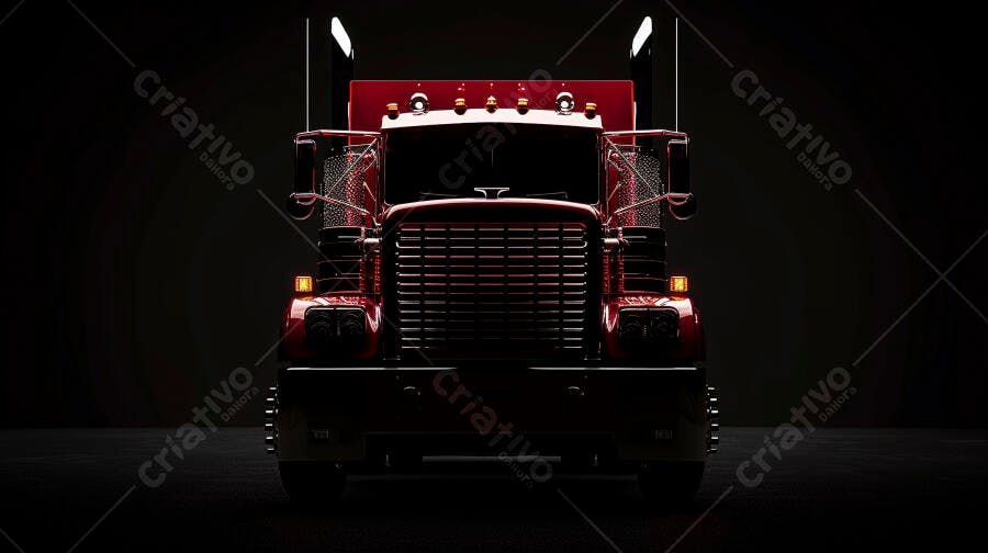 Foto Caminhão Vermelho Grande Carga Transporte Noturno