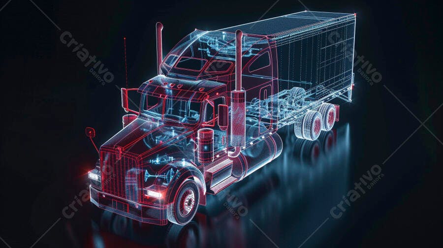 Foto Caminhão Carreta Holograma 3D Tecnologia Transporte