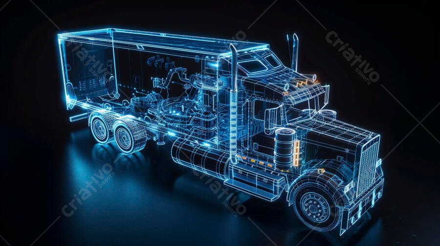Caminhão Semirreboque Holograma 3D Tecnologia Transporte