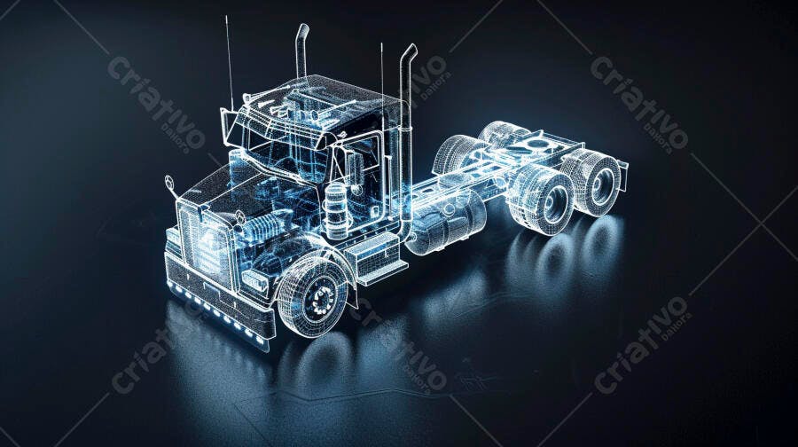 Foto Caminhão Carreta 3D Holograma Tecnologia Digital