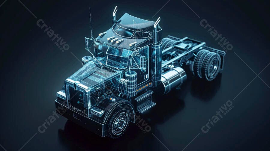 Foto Caminhão Carreta 3D Holograma Tecnologia Digital
