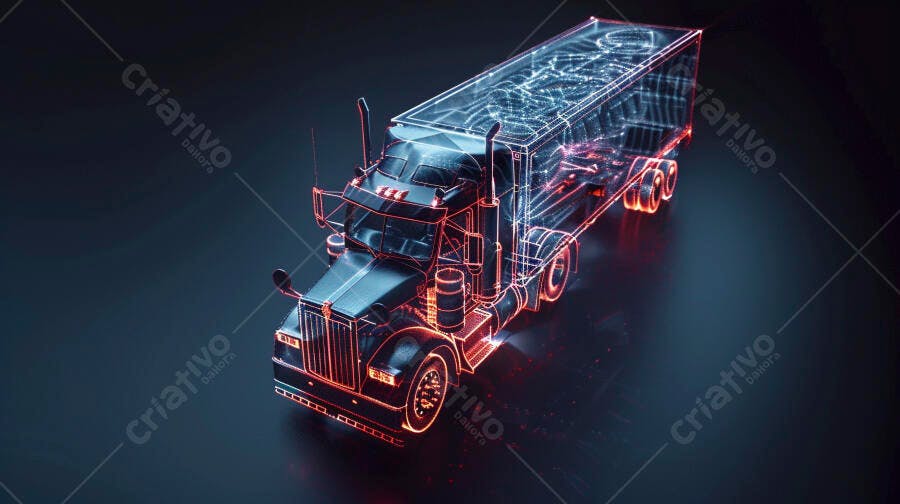 Foto Caminhão Transparente Holográfico Tecnologia Logística
