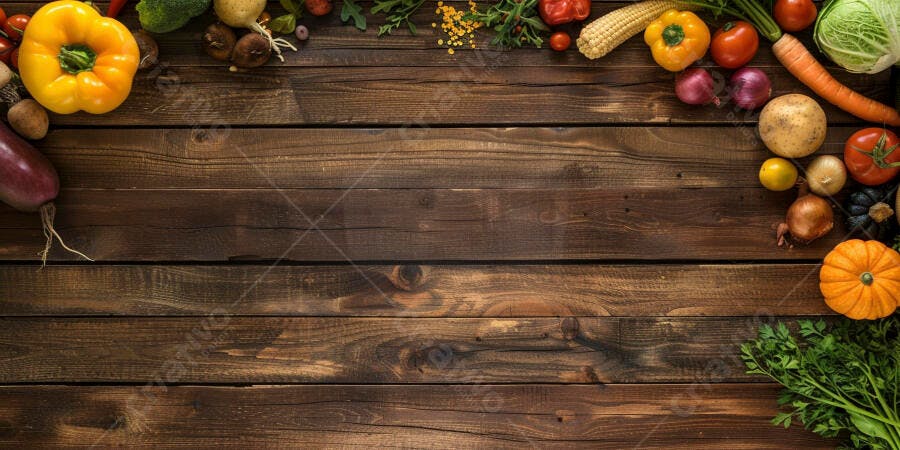 Foto Vegetais Frescos Orgânicos Mesa de Madeira Rústica