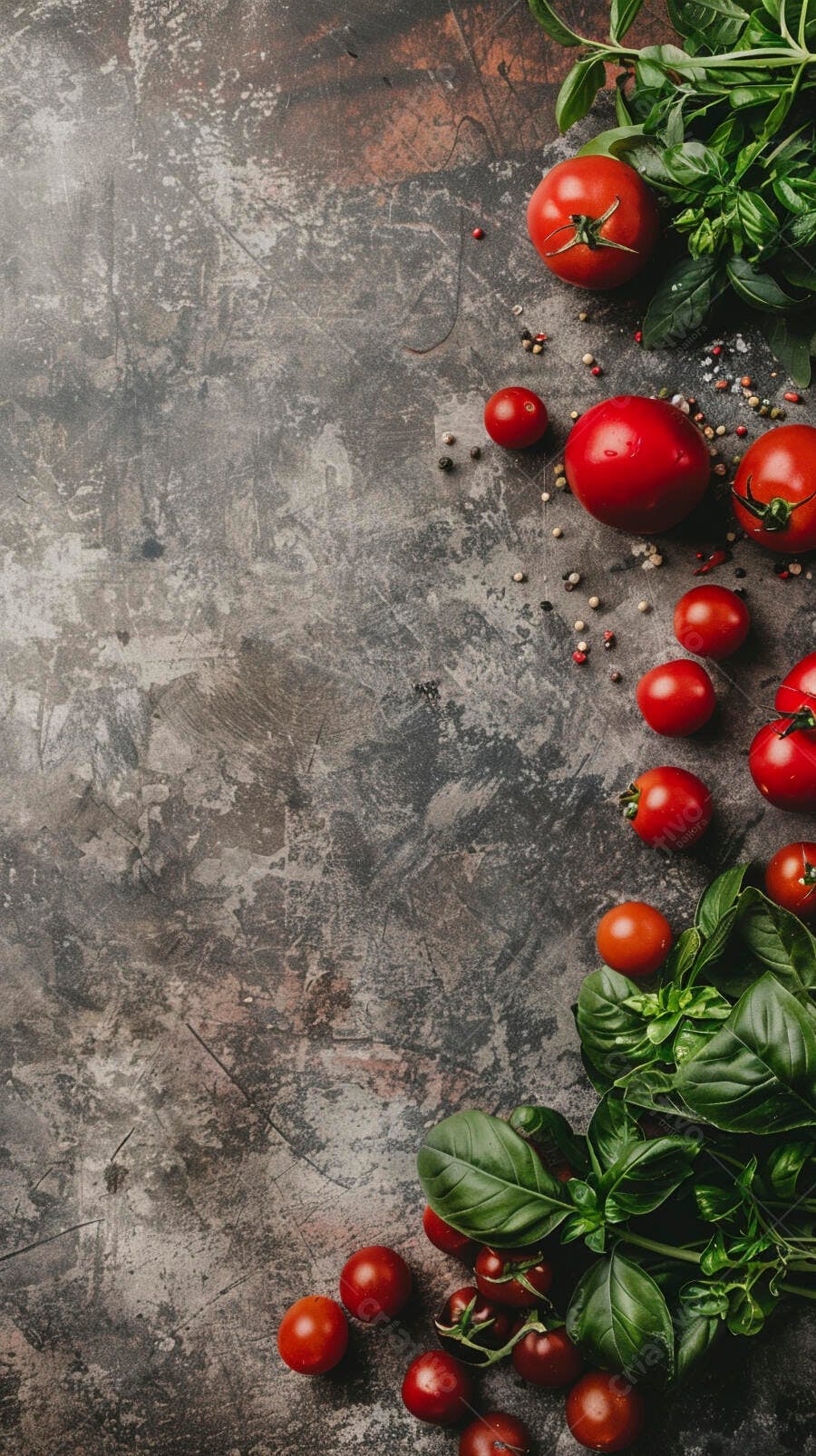 Foto Ingredientes Frescos Tomates Manjericão Ervas Especiarias