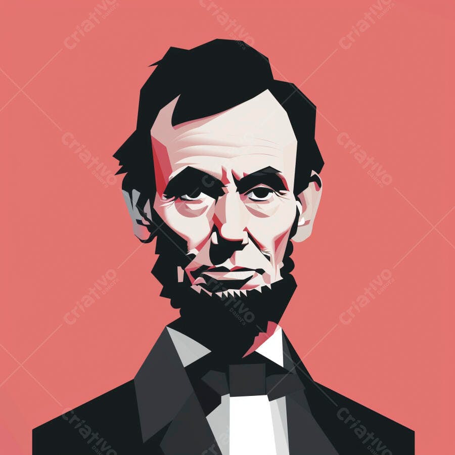 Ilustração Abraham Lincoln Retrato Estilo Pop Art Vermelho