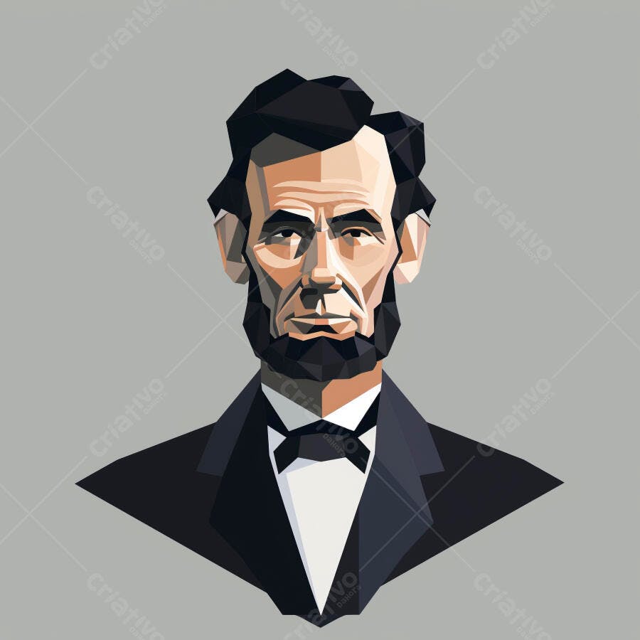 Ilustração Abraham Lincoln Estilo Poligonal Minimalista