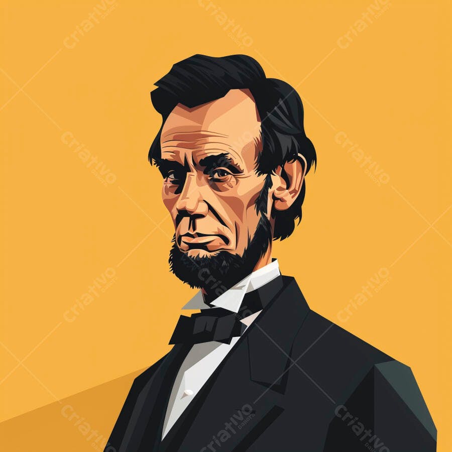 Ilustração Abraham Lincoln Retrato Estilo Cartoon Vintage