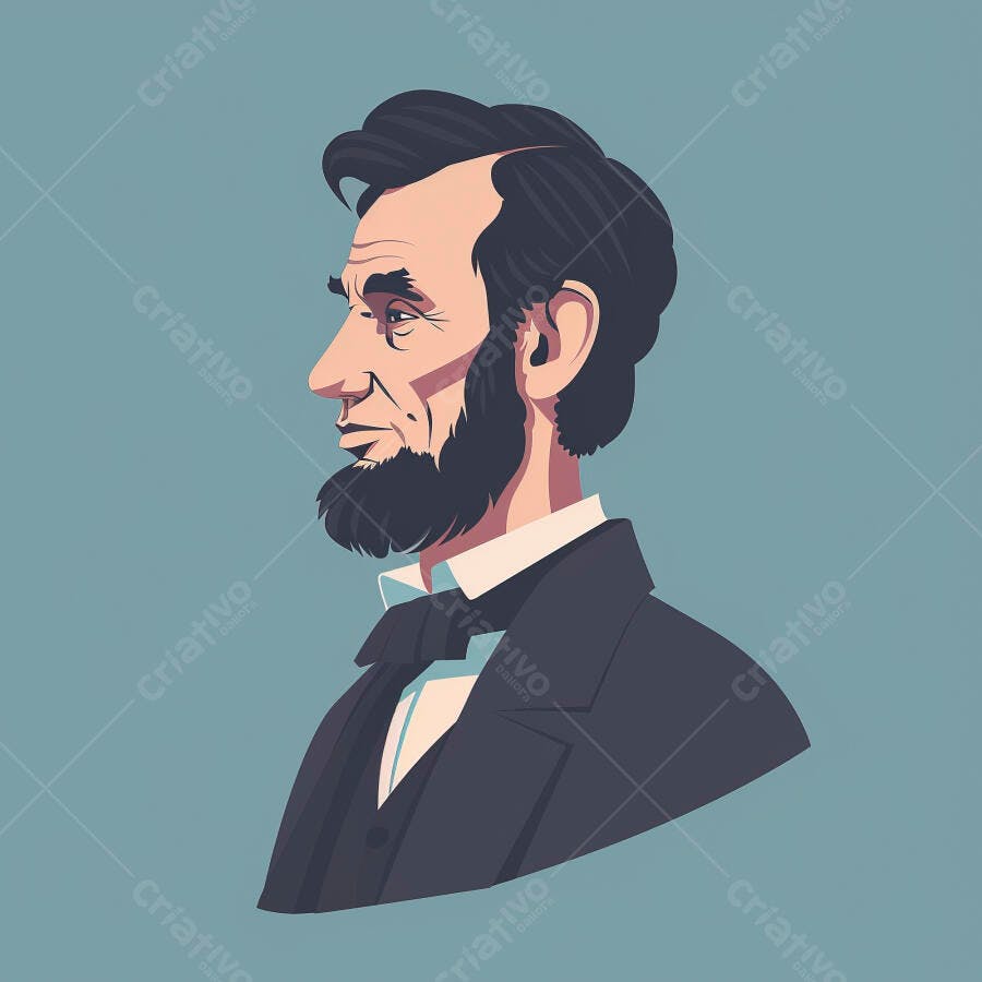 Ilustração Abraham Lincoln Perfil Histórico Político