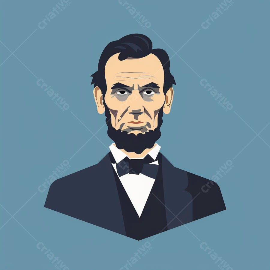 Ilustração Abraham Lincoln Retrato Histórico Presidente EUA