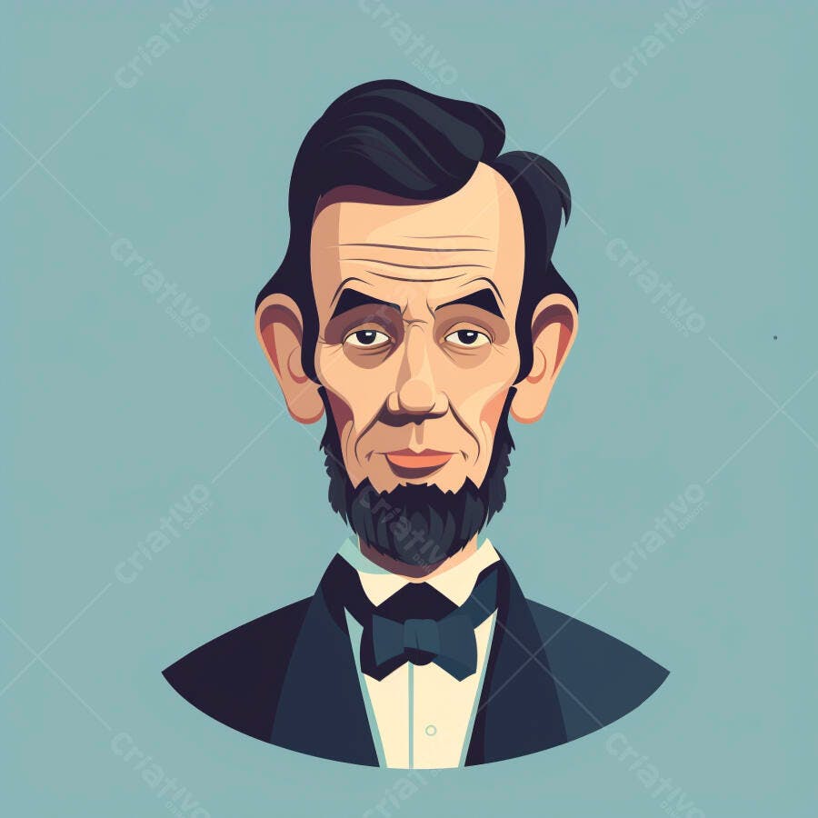 Ilustração Abraham Lincoln Desenho Caricatura Histórica
