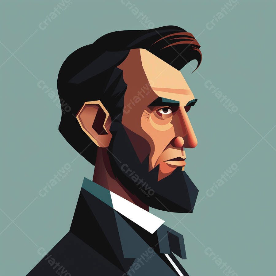 Ilustração Abraham Lincoln Perfil Retrato Estilo Cartoon