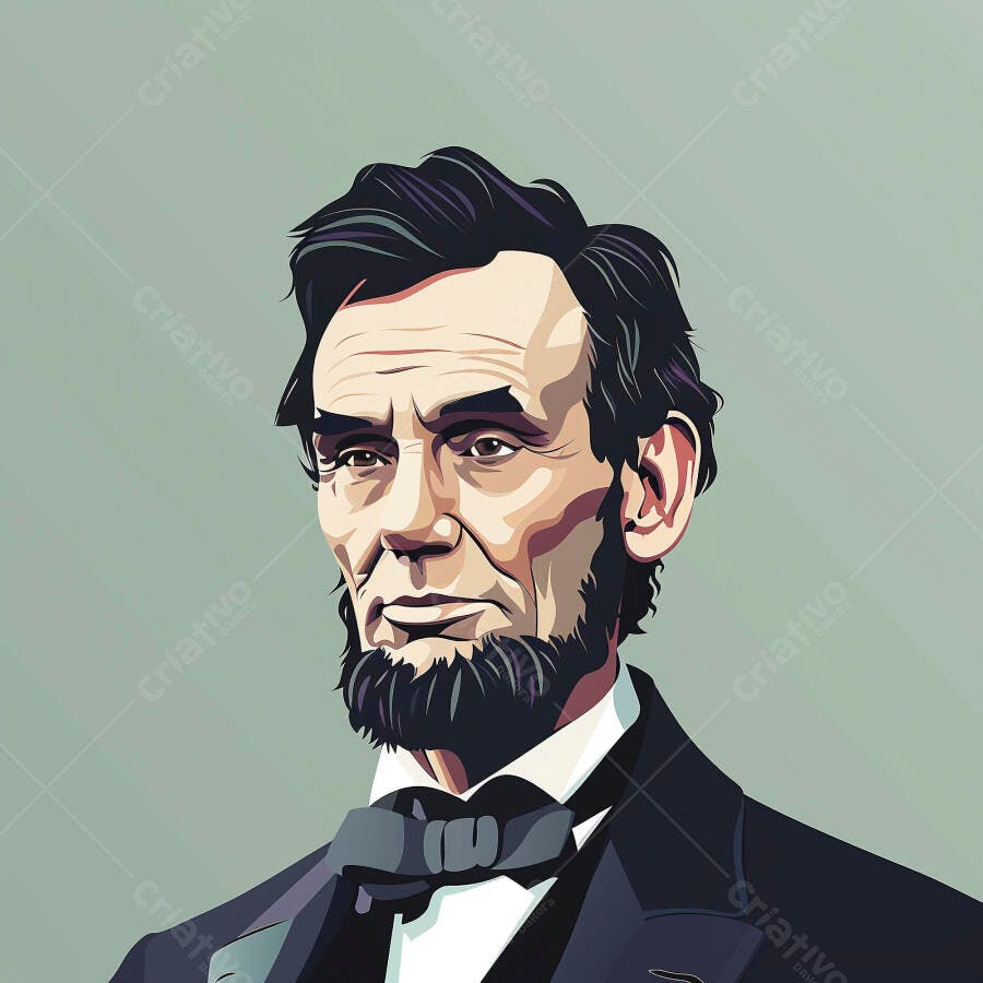 Ilustração Abraham Lincoln Retrato Histórico