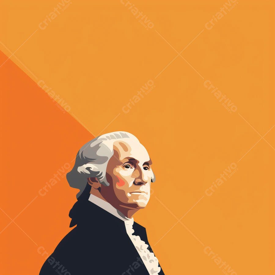 Ilustração George Washington Retrato Fundo Laranja