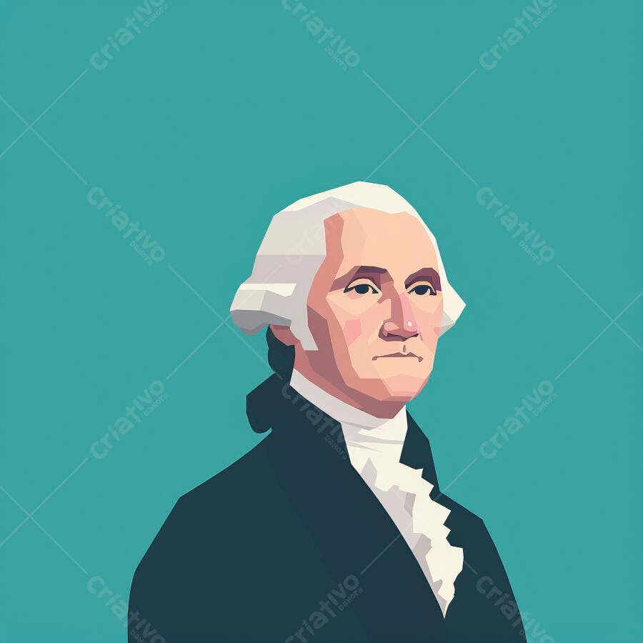 Ilustração George Washington Estilo Minimalista Fundo Turquesa