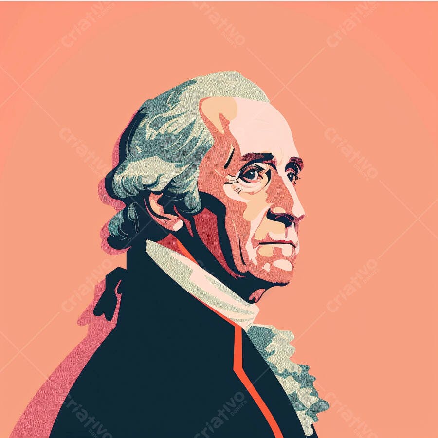 Ilustração George Washington Retrato Histórico