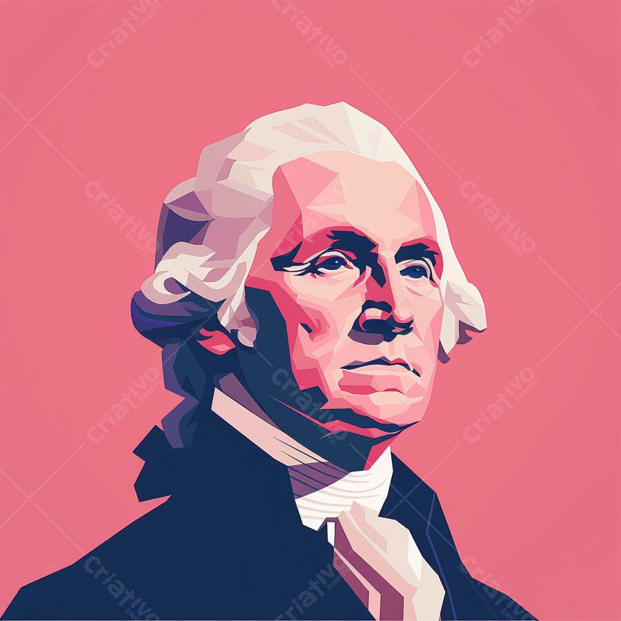 Ilustração George Washington Retrato Pop Art Rosa