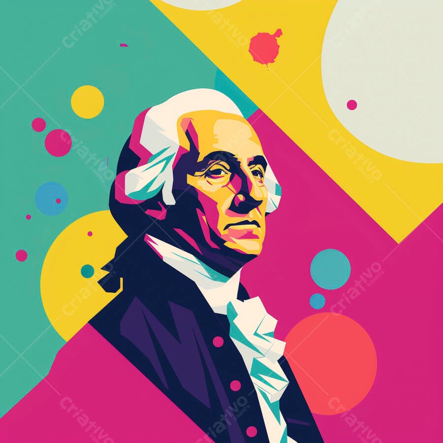 Ilustração George Washington Pop Art Cores Vibrantes