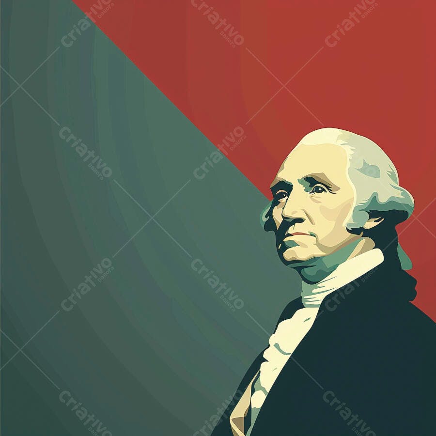 Ilustração George Washington Retrato Histórico Pop Art