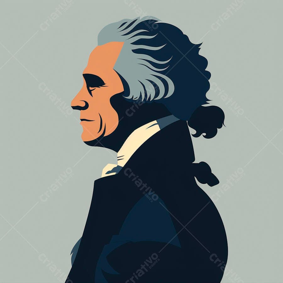 Ilustração Thomas Jefferson Perfil Histórico Minimalista