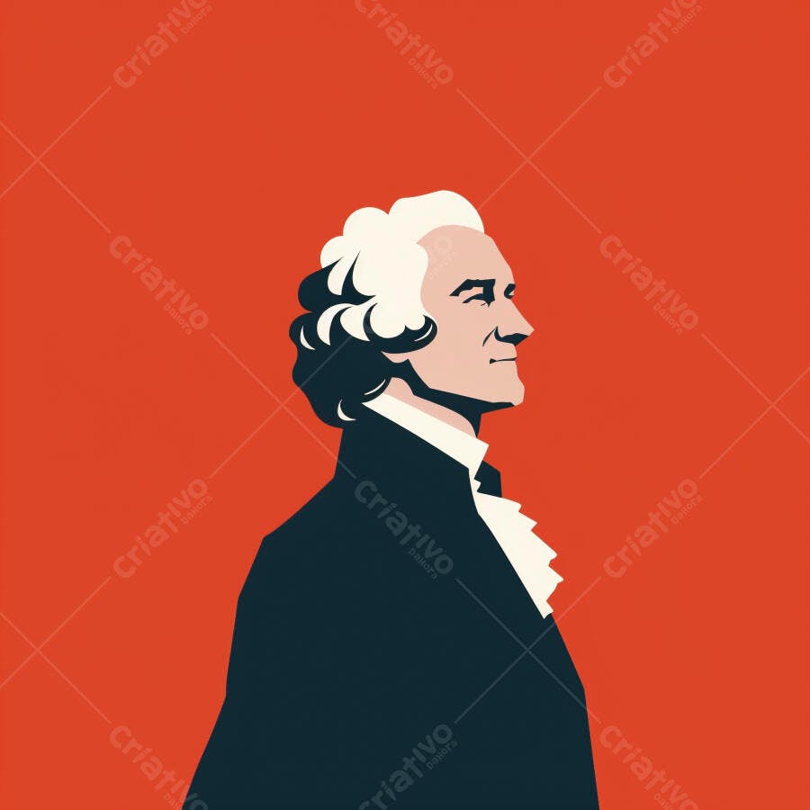 Ilustração George Washington Retrato Estilo Minimalista