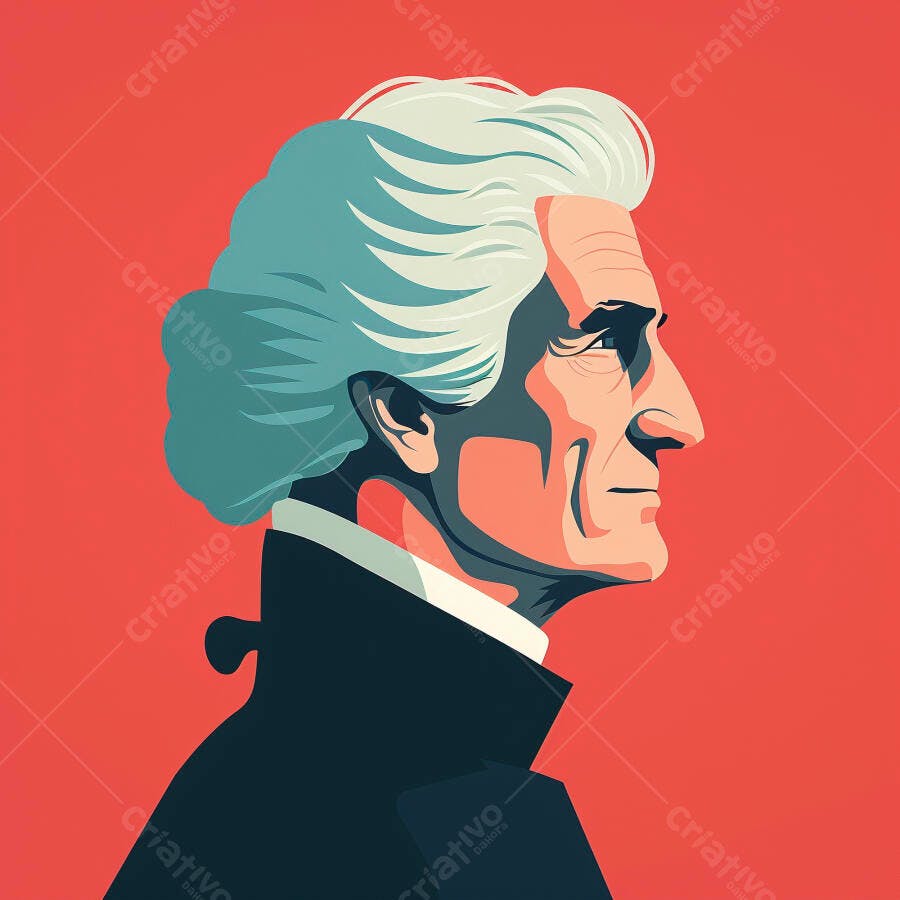 Ilustração Homem Idoso Perfil Cabelo Branco Estilo Pop Art