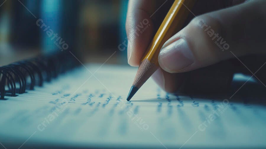 Foto Mão Escrevendo Lápis Caderno Anotações Estudo
