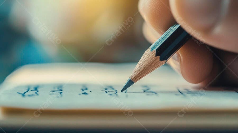 Foto Mão Escrevendo Lápis Caderno Anotações Estudo