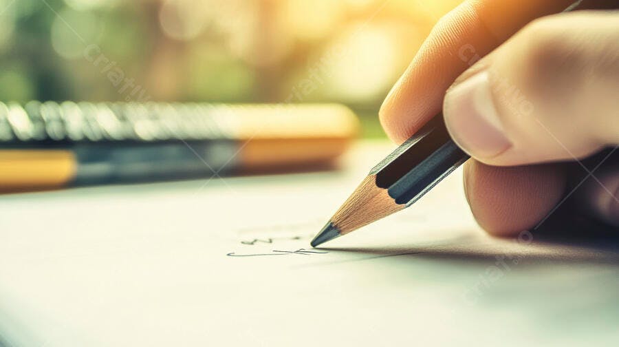 Foto Mão Escrevendo Lápis Papel Trabalho Estudo