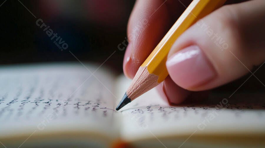 Foto Mão Escrevendo Lápis Caderno Anotações Estudo