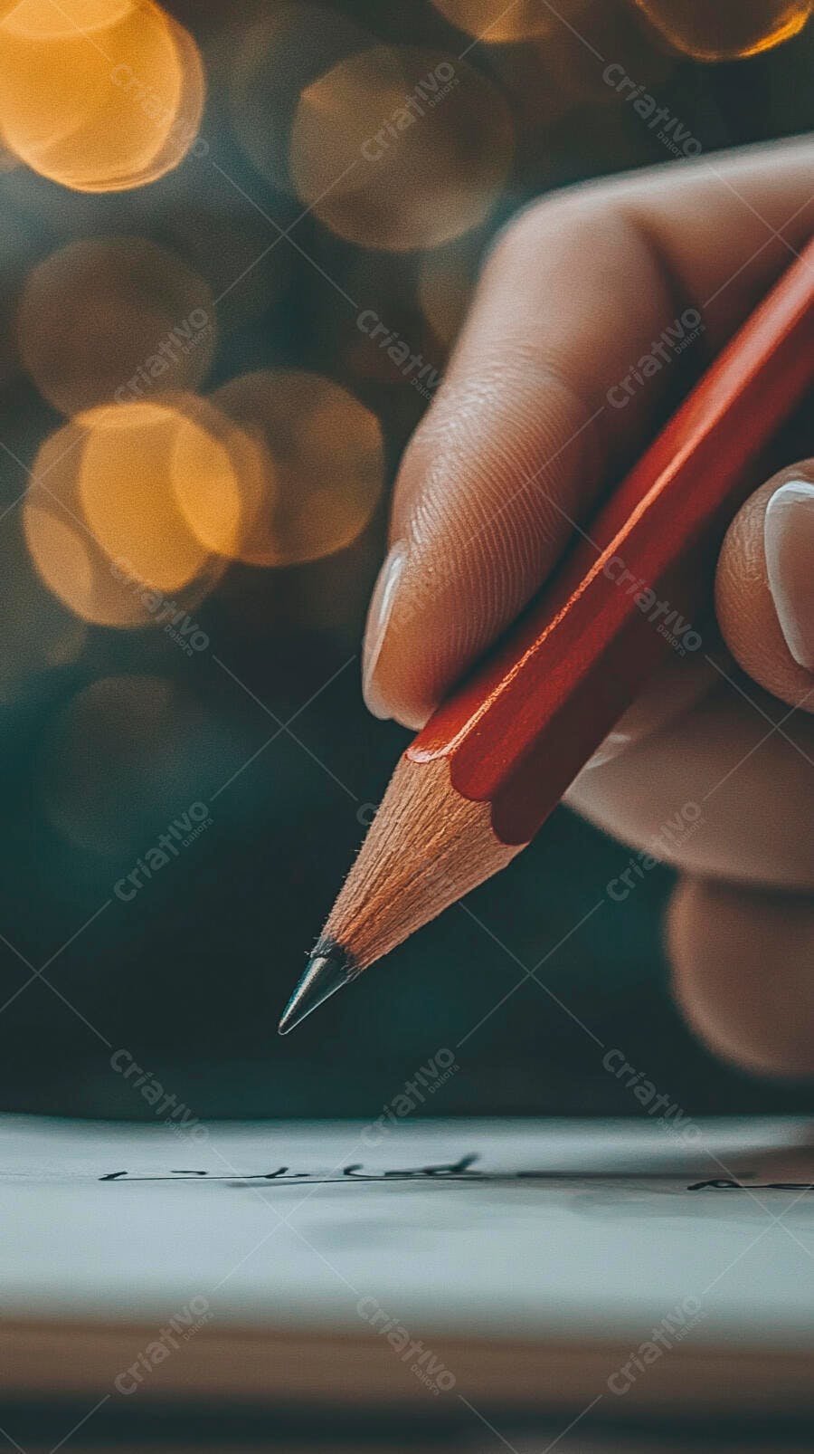 Foto Mão Escrevendo Lápis Vermelho Caderno Escrivaninha