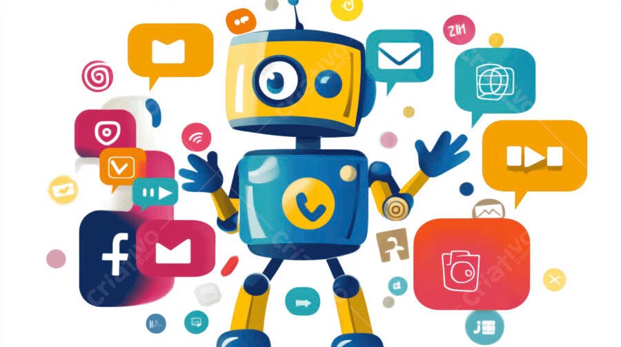 Robô Inteligência Artificial Marketing Digital Mídias Sociais