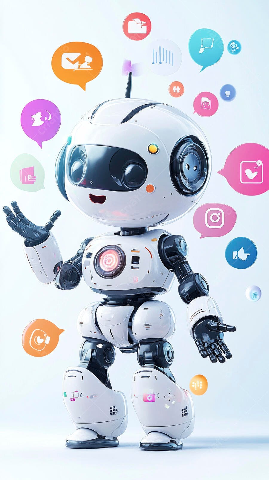 Foto Robô Inteligência Artificial Redes Sociais Marketing Digital