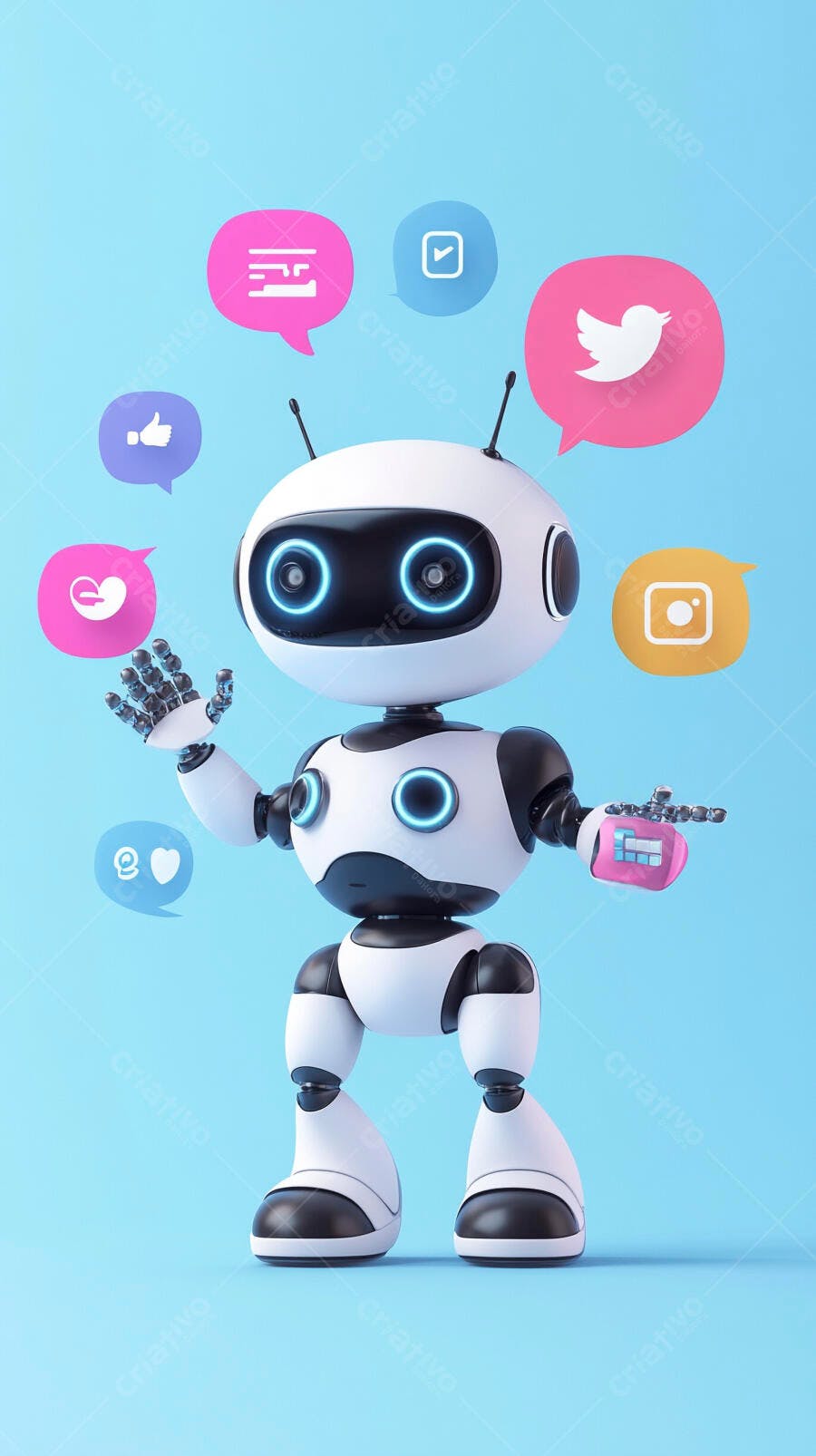 Foto Robô Inteligência Artificial Redes Sociais Marketing Digital