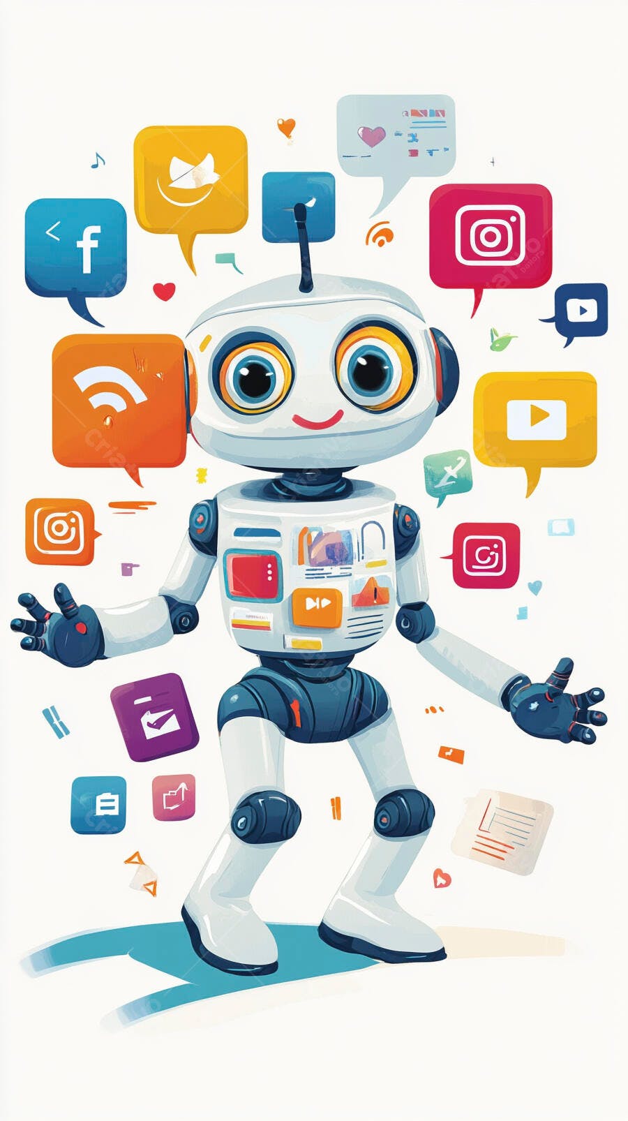 Robô Inteligência Artificial Redes Sociais Marketing Digital