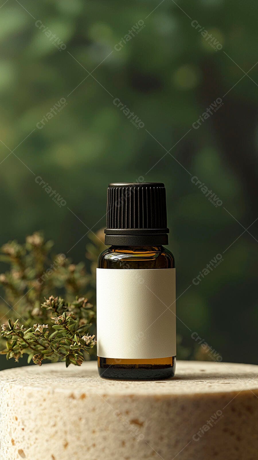 Foto Frasco de Óleo Essencial Rótulo Branco Mockup
