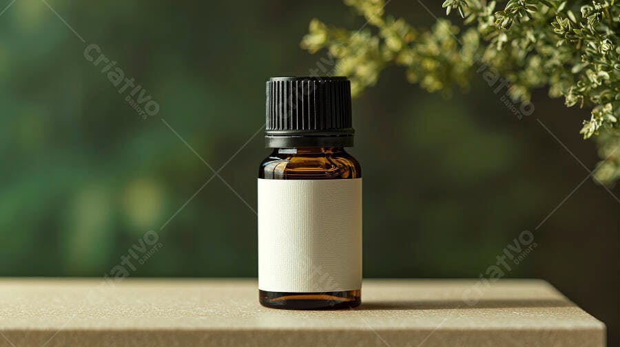 Foto Frasco de Óleo Essencial Âmbar Rótulo Branco Produto