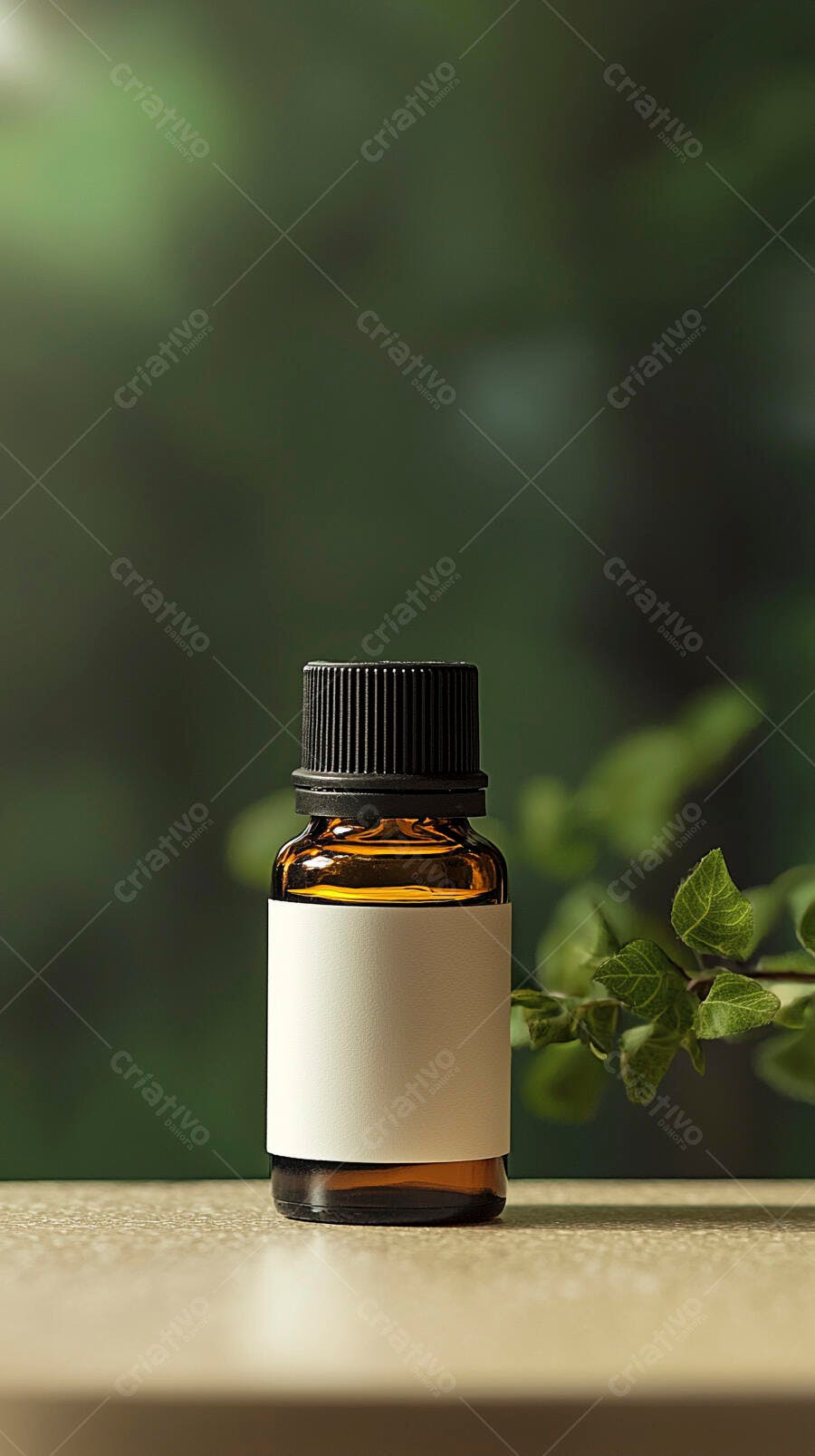 Foto Frasco de Óleo Essencial Âmbar Rótulo Branco Natural