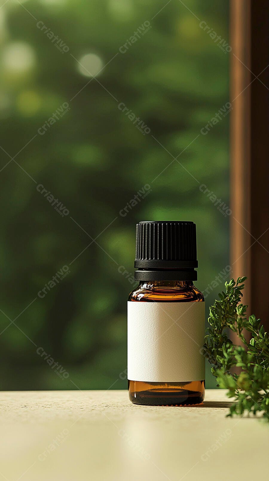 Foto Frasco de Óleo Essencial Âmbar Rótulo Branco Natural