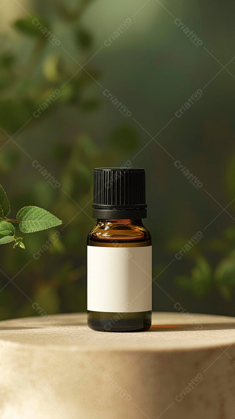 Foto Frasco Âmbar Óleo Essencial Rótulo Branco Produto Natural