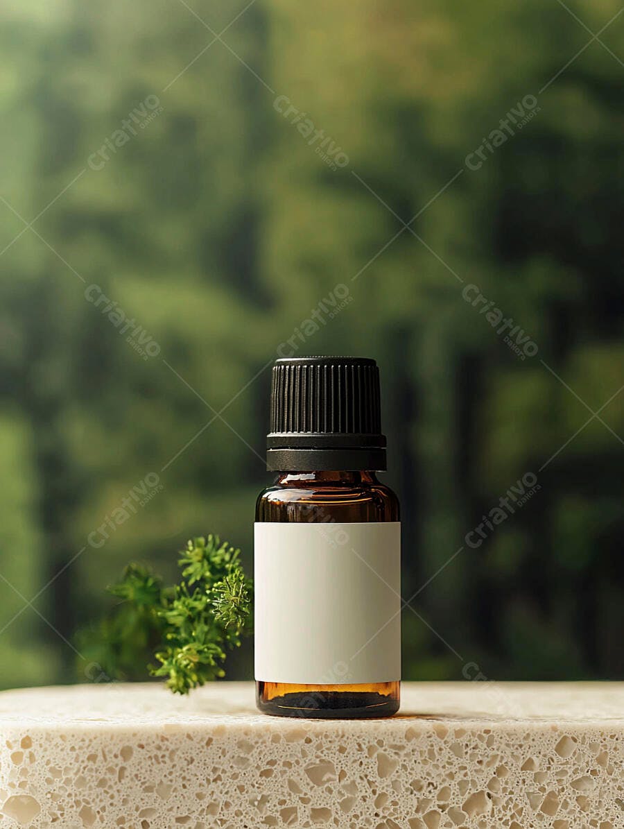 Foto Frasco Óleo Essencial Rótulo Branco Produto Natural