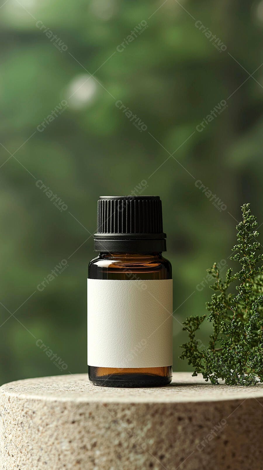 Foto Frasco de Óleo Essencial Rótulo Branco Produto Natural