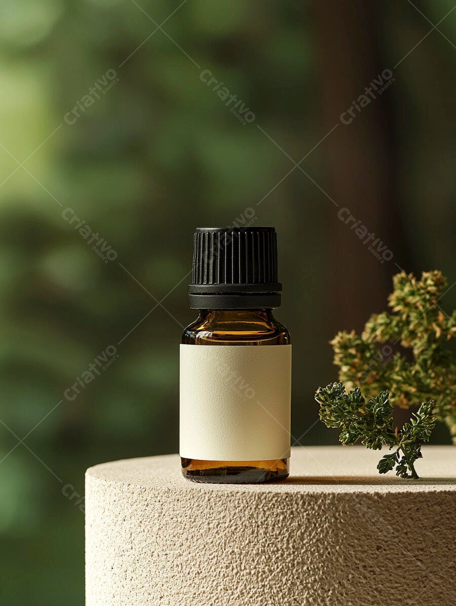 Foto Frasco de Óleo Essencial Âmbar Rótulo Vazio Produto