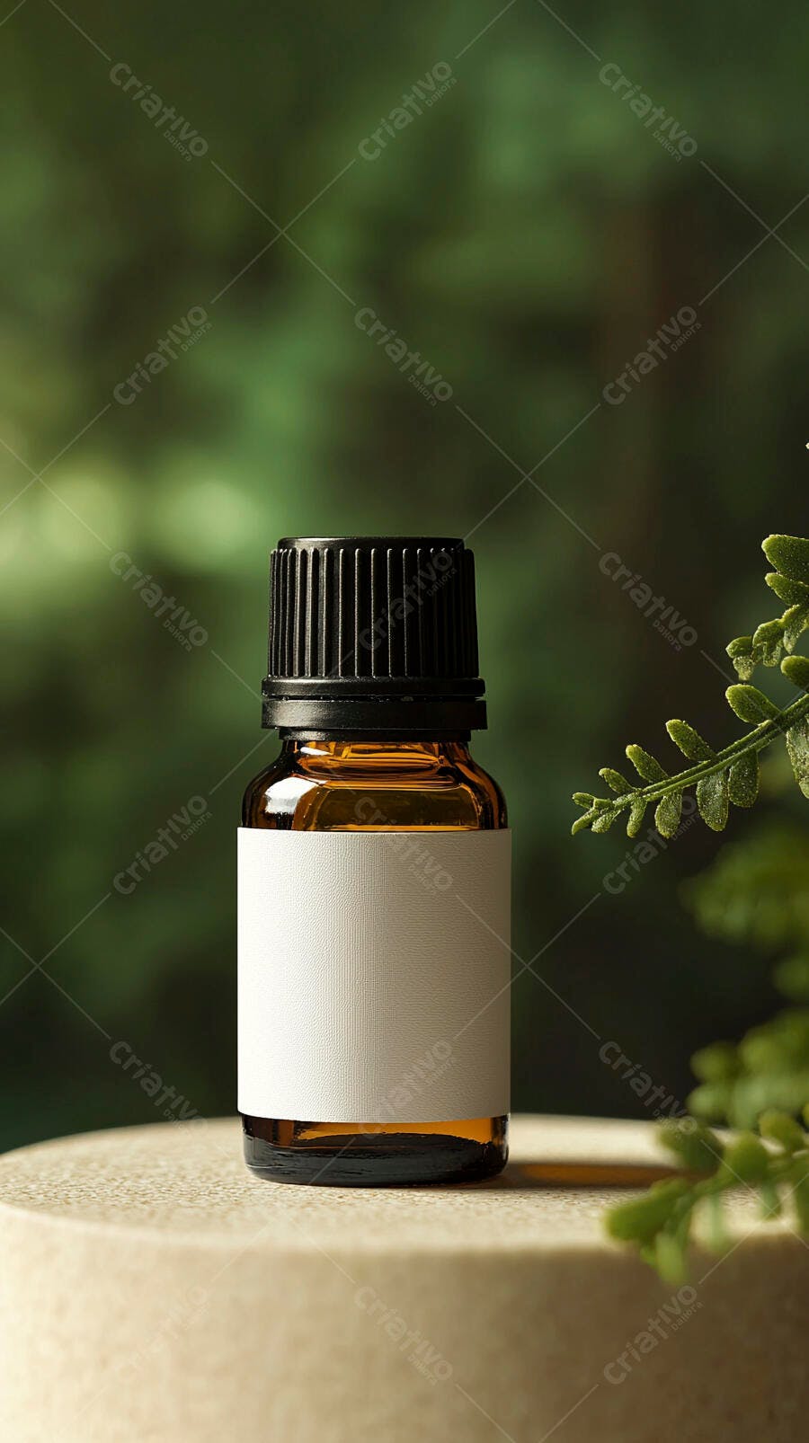 Foto Frasco Âmbar Rótulo Branco Produto Natural