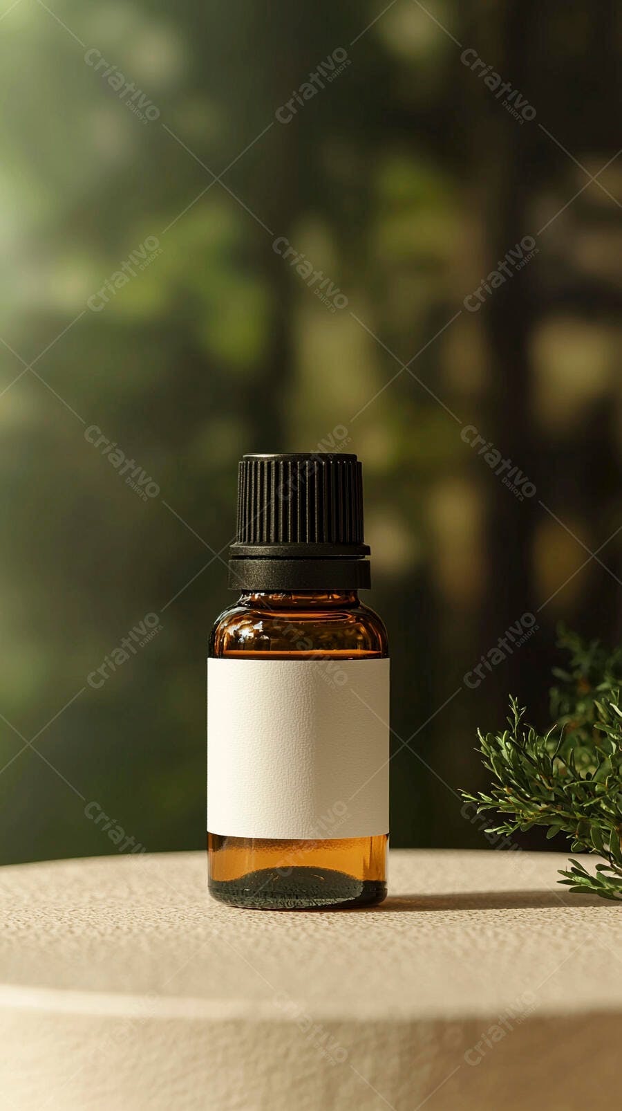 Foto Frasco de Óleo Essencial Âmbar Rótulo Branco Natural