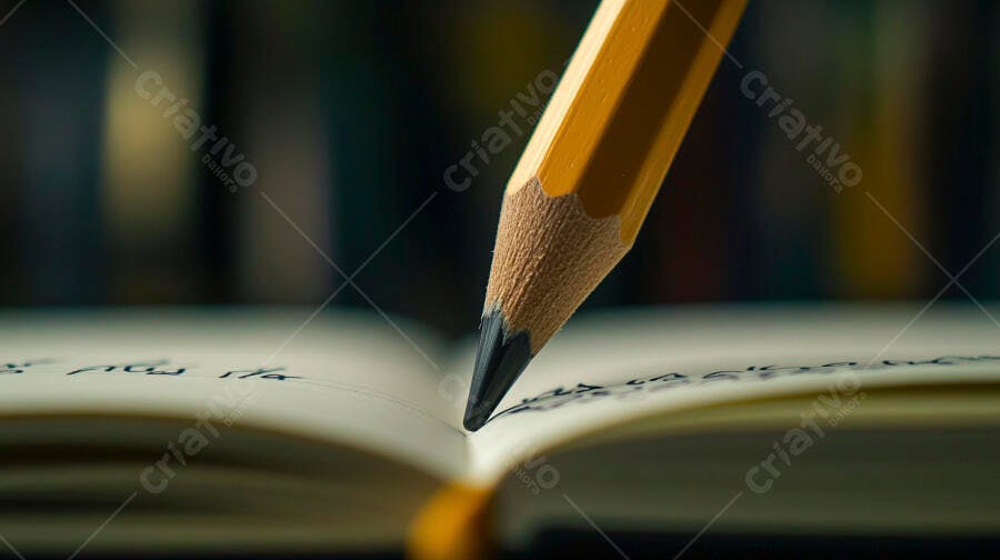 Foto Lápis Escrevendo Caderno Aberto Foco Seletivo