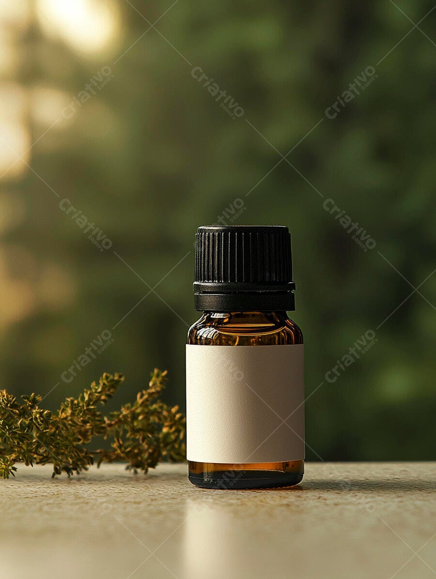 Foto Frasco de Óleo Essencial com Rótulo em Branco Natureza