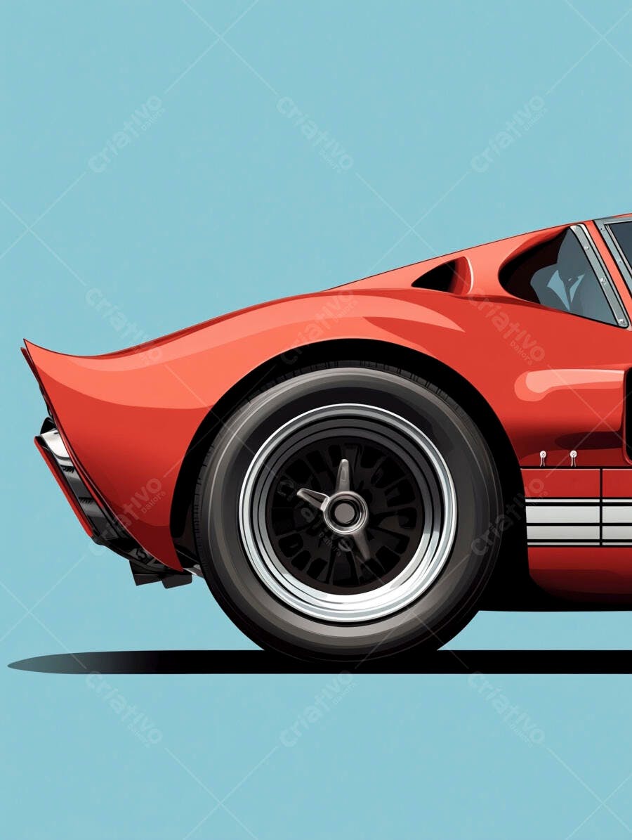 Carro Esportivo Vermelho Clássico Ilustração Fundo Azul