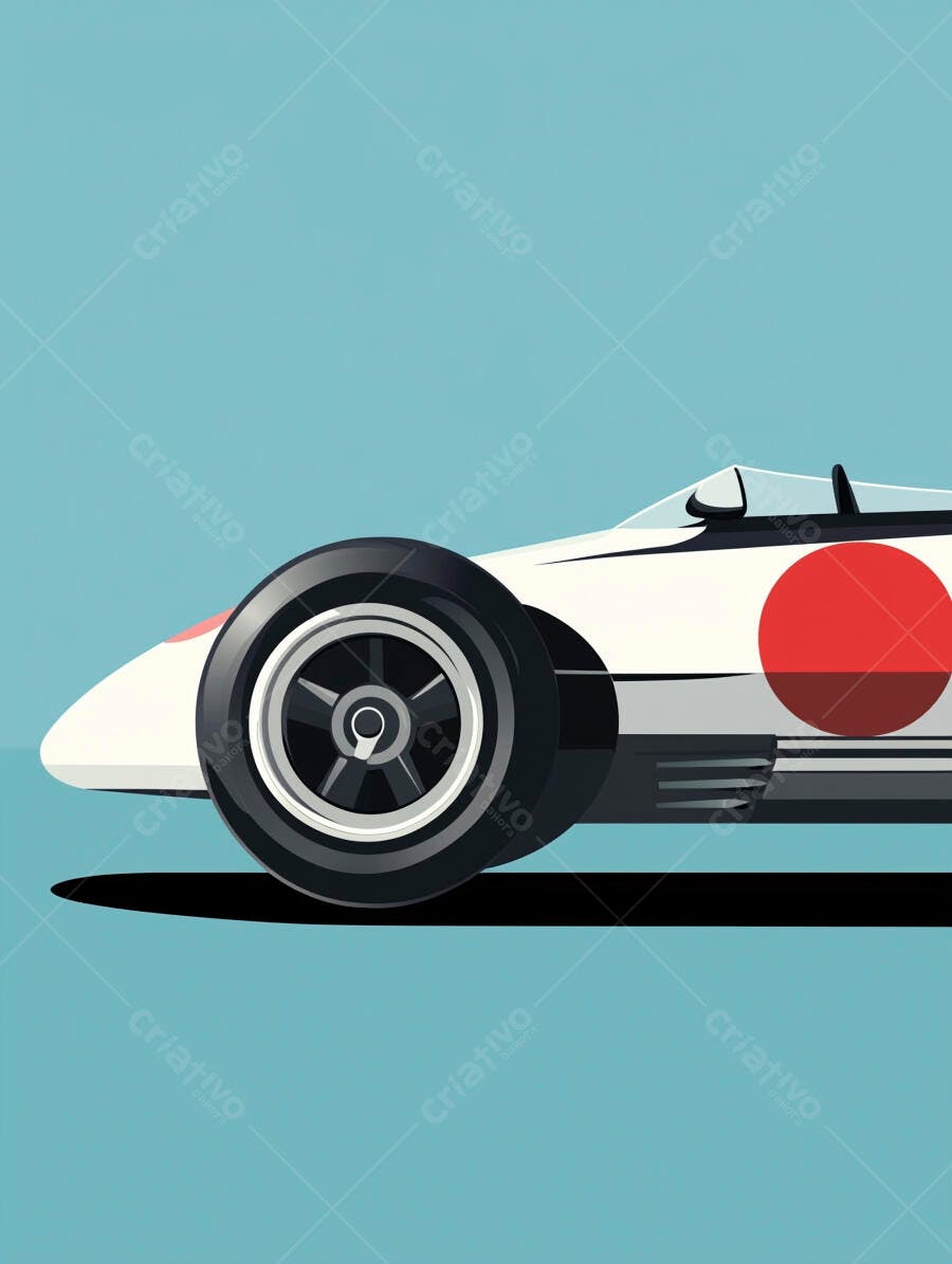 Ilustração Carro de Corrida Vintage Estilo Japonês Azul