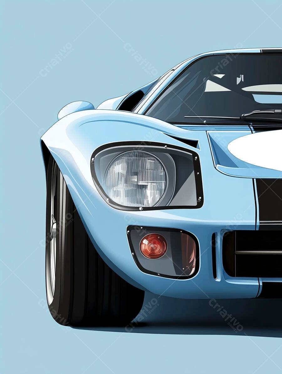 Foto Carro Esportivo Azul Clássico Estilo Ilustração