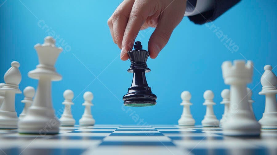 Foto Mão Movendo Peça Rei Xadrez Tabuleiro Estratégia